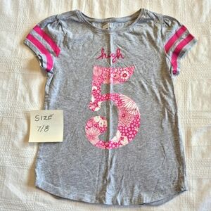 Crazy 8 girls size 7/8 or Medium high 5 dedigned gray short sleeve shirt VGUC